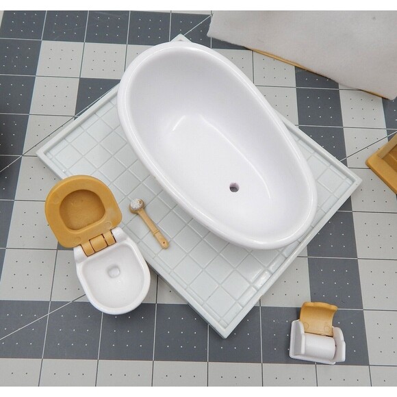 Calico Critters Sylvanian Families House Bathroom Lot Sink Tub Toilet Epoch - Picture 3 of 8